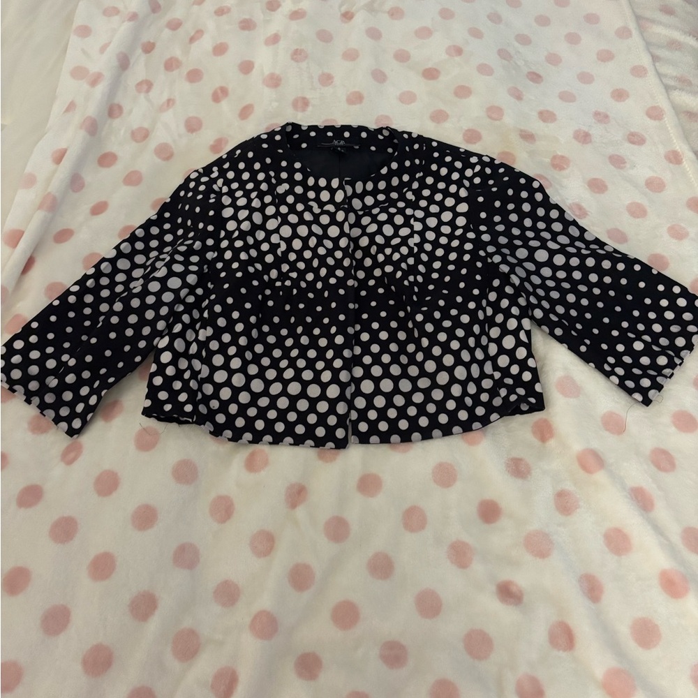 AGB Black Dress with White Polka Dot Trim